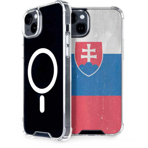 Slovakia Flag Distressed iPhone 14 Plus MagSafe Case