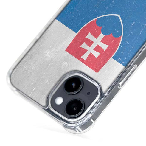 Slovakia Flag Distressed iPhone 15 Plus MagSafe Case