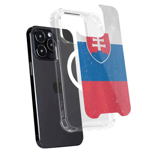 Slovakia Flag Distressed iPhone 15 Pro Max MagSafe Case