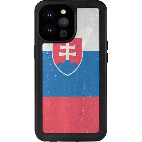 Slovakia Flag Distressed iPhone 14 Pro Max Waterproof Case