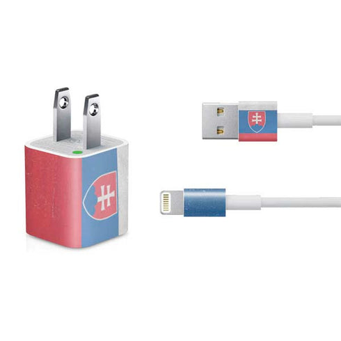 Slovakia Flag Distressed iPhone Charger (5W USB) Skin