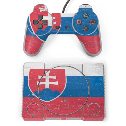 Slovakia Flag Distressed PlayStation Classic Bundle Skin