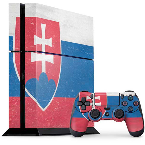 Slovakia Flag Distressed PS4 Console and Controller Bundle Skin