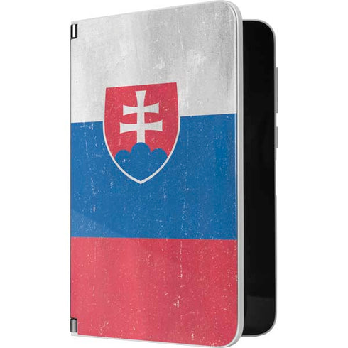 Slovakia Flag Distressed Surface Duo Skin