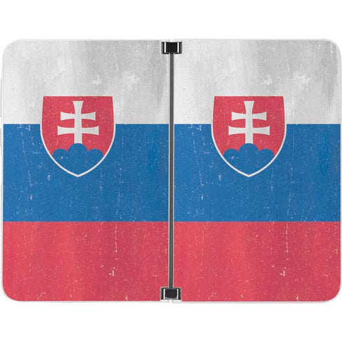 Slovakia Flag Distressed Surface Duo Skin