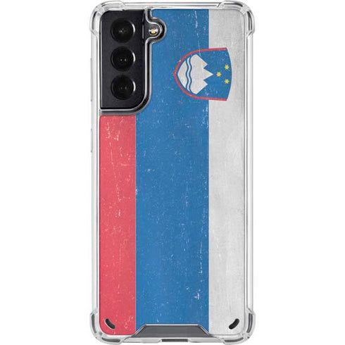 Slovenia Flag Distressed Galaxy S21 5G Clear Case