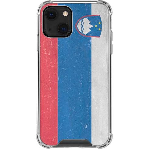 Slovenia Flag Distressed iPhone 14 Clear Case
