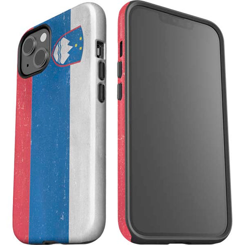 Slovenia Flag Distressed iPhone 14 Plus Impact Case