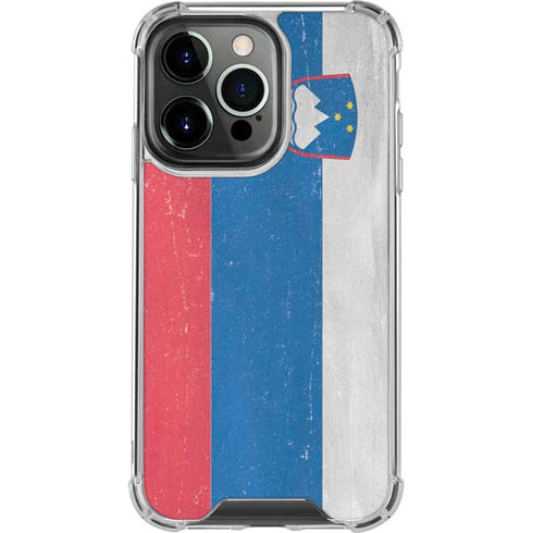 Slovenia Flag Distressed iPhone 14 Pro Clear Case