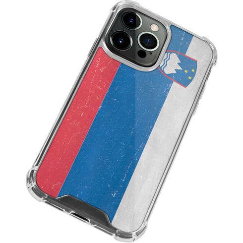 Slovenia Flag Distressed iPhone 15 Pro Clear Case