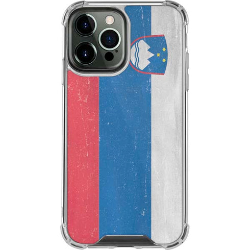 Slovenia Flag Distressed iPhone 14 Pro Max Clear Case