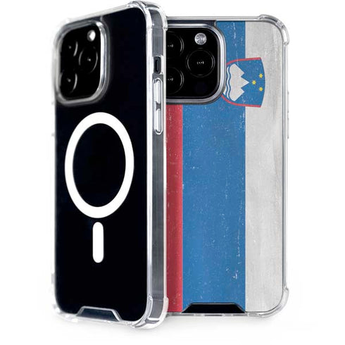 Slovenia Flag Distressed iPhone 14 Pro Max MagSafe Case