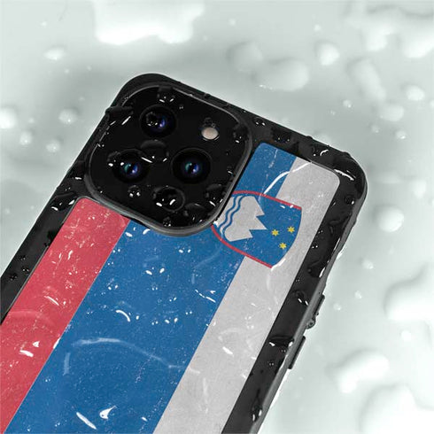 Slovenia Flag Distressed iPhone 14 Pro Waterproof Case