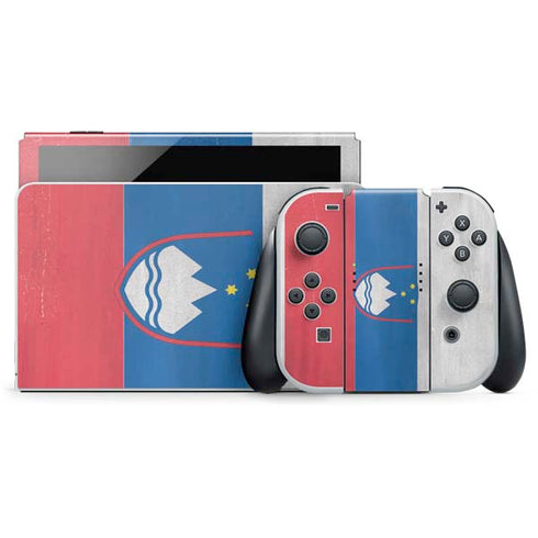 Slovenia Flag Distressed Nintendo Switch OLED (2021) Skin