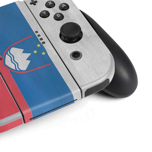 Slovenia Flag Distressed Nintendo Switch OLED (2021) Skin