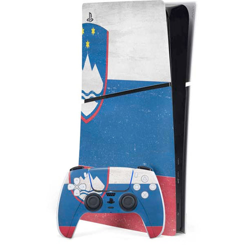 Slovenia Flag Distressed PS5 Slim Digital Edition Bundle Skin