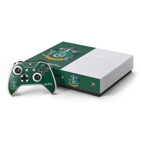 Wizarding World Harry Potter Slytherin House Crest Xbox One S Console and Controller Bundle Skin