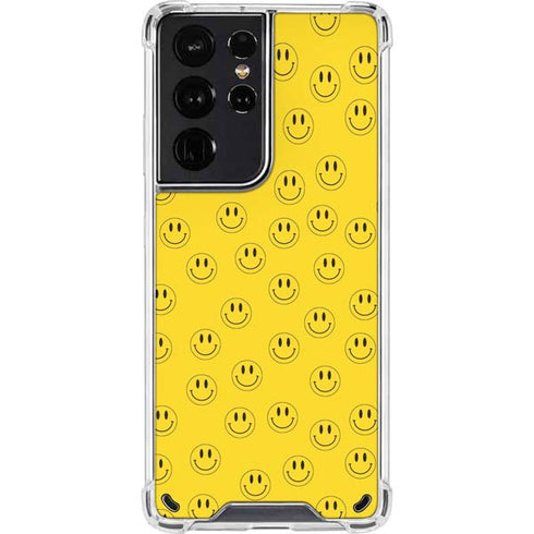 Happy Face Pattern Galaxy S21 Ultra 5G Clear Case