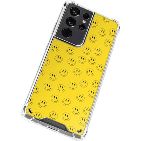 Happy Face Pattern Galaxy S21 Ultra 5G Clear Case
