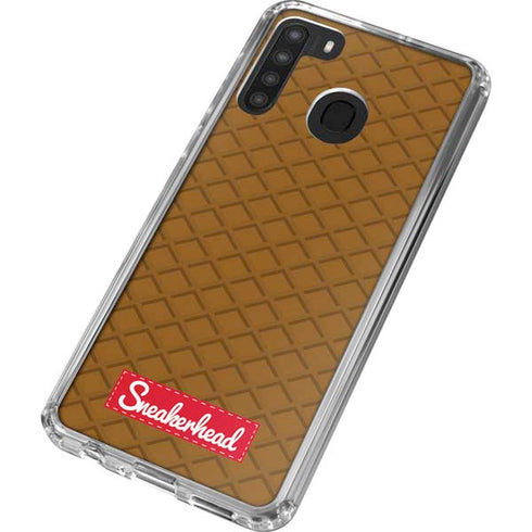 Sneakerhead Gold Pattern Galaxy A21 Clear Case