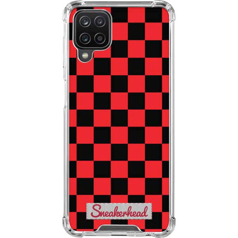 Sneakerhead Red Checkered Galaxy A12 Clear Case