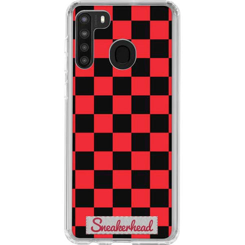 Sneakerhead Red Checkered Galaxy A21 Clear Case