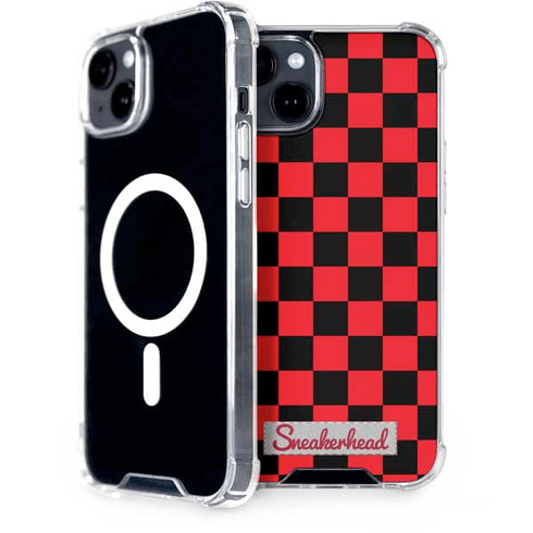 Sneakerhead Red Checkered iPhone 15 Plus MagSafe Case