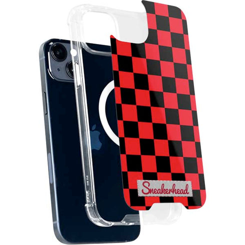 Sneakerhead Red Checkered iPhone 15 Plus MagSafe Case