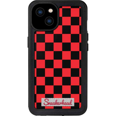 Sneakerhead Red Checkered iPhone 15 Plus Waterproof Case
