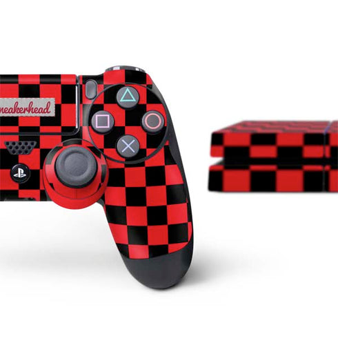 Sneakerhead Red Checkered PS4 Console and Controller Bundle Skin