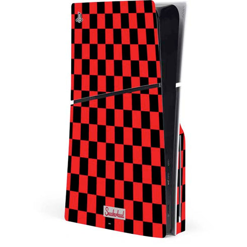 Sneakerhead Red Checkered PS5 Slim Disk Console Skin