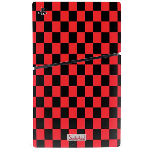 Sneakerhead Red Checkered PS5 Slim Disk Console Skin