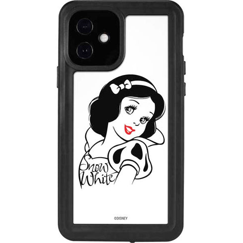 Disney Snow White Black and White Art iPhone 12 Waterproof Case