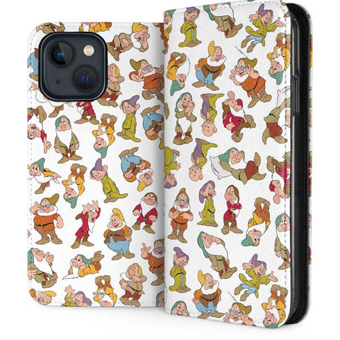 Disney Snow White Dwarfs Pattern iPhone 15 Plus Folio Case