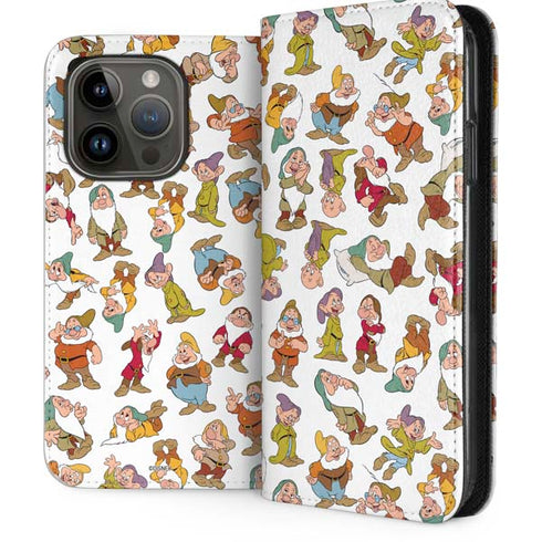 Disney Snow White Dwarfs Pattern iPhone 15 Pro Folio Case