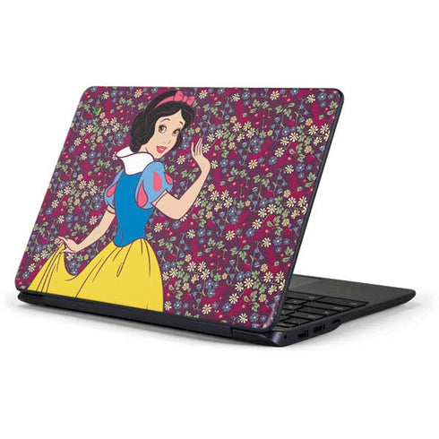Disney Snow White Character with Floral Pattern Samsung Chromebook Skin