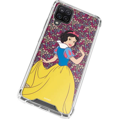 Disney Snow White Character with Floral Pattern Galaxy A12 Clear Case