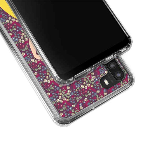 Disney Snow White Character with Floral Pattern Galaxy A21 Clear Case