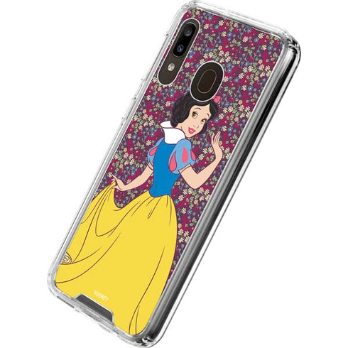 Disney Snow White Character with Floral Pattern Galaxy A30 Clear Case