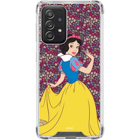 Disney Snow White Character with Floral Pattern Galaxy A52 5G Clear Case