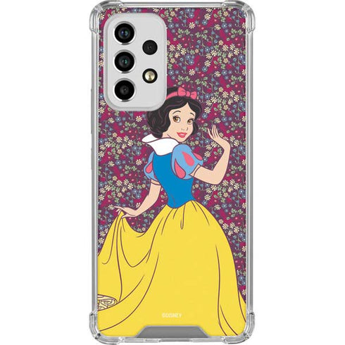 Disney Snow White Character with Floral Pattern Galaxy A53 5G Clear Case