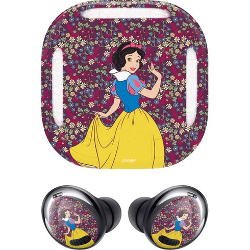 Disney Snow White Character with Floral Pattern Galaxy Buds Pro Skin