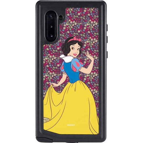 Disney Snow White Character with Floral Pattern Galaxy Note 10 Waterproof Case