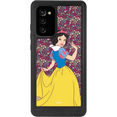 Disney Snow White Character with Floral Pattern Galaxy Note20 5G Waterproof Case