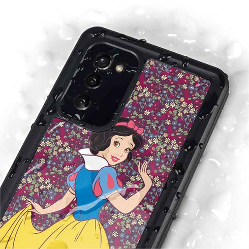 Disney Snow White Character with Floral Pattern Galaxy Note20 5G Waterproof Case