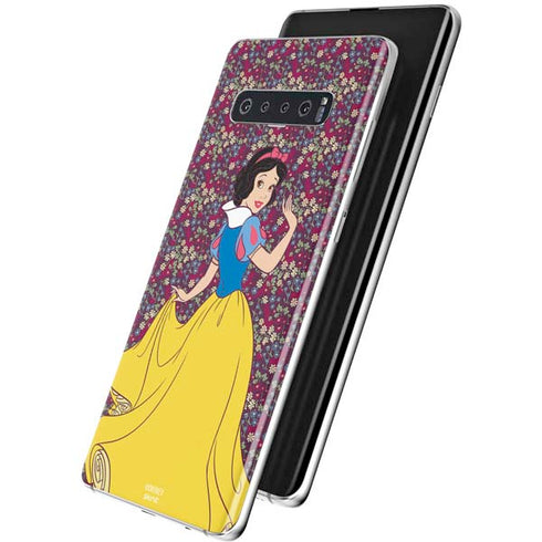 Disney Snow White Character with Floral Pattern Galaxy S10 Skin