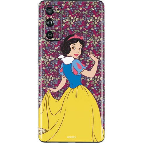 Disney Snow White Character with Floral Pattern Galaxy S20 Fan Edition Skin