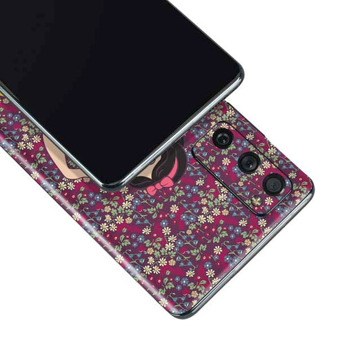 Disney Snow White Character with Floral Pattern Galaxy S20 Fan Edition Skin