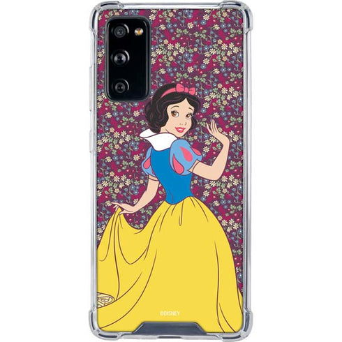 Disney Snow White Character with Floral Pattern Galaxy S20 FE Clear Case