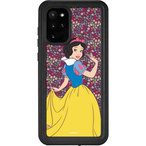 Disney Snow White Character with Floral Pattern Galaxy S20 Plus Waterproof Case